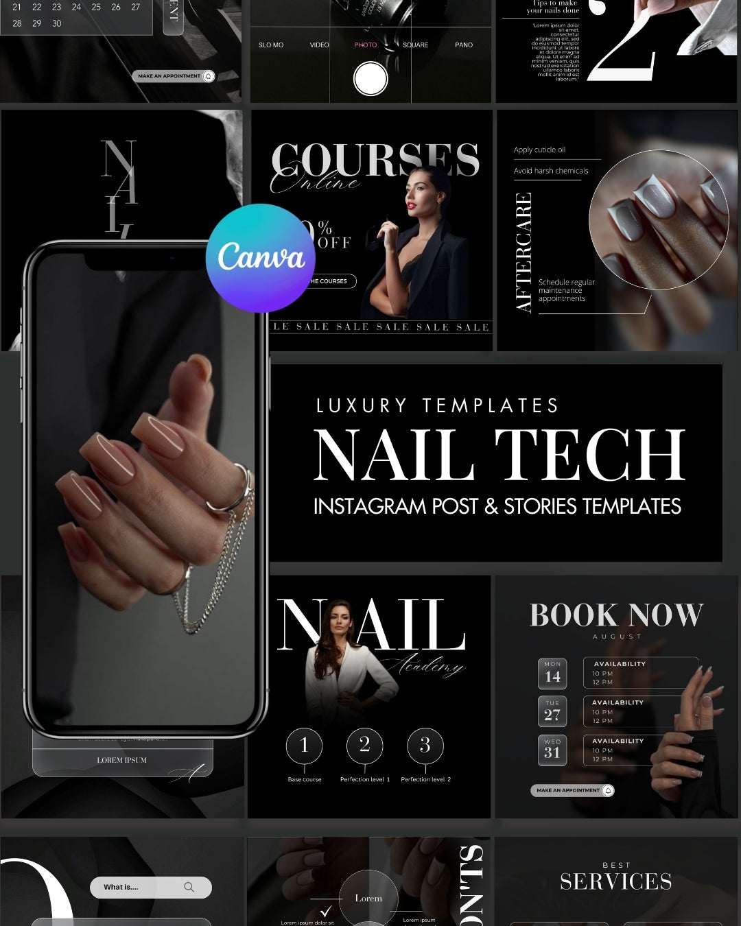 Nail Tech Social Media Templates - Dark Edition