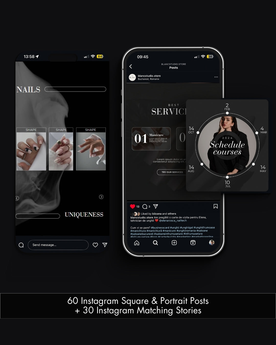 Nail Tech Social Media Templates - Dark Edition