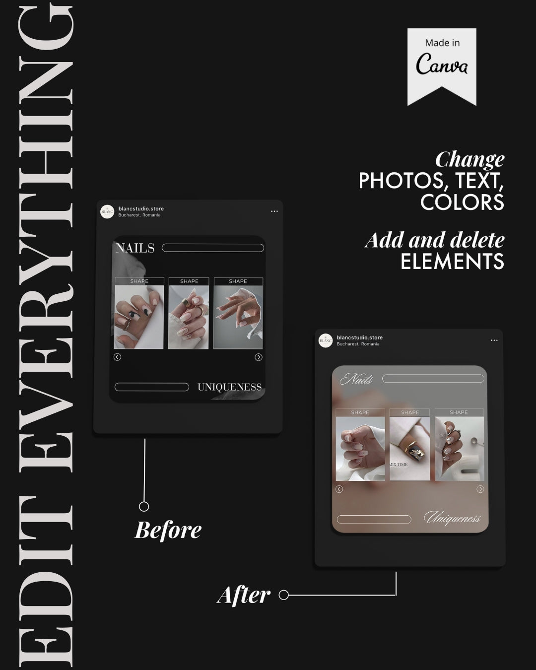 Nail Tech Social Media Templates - Dark Edition
